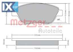 Σετ τακάκια, δισκόφρενα METZGER 1170048