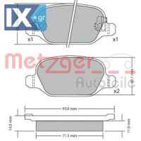 Σετ τακάκια, δισκόφρενα METZGER 1170680