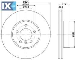 ΔΙΣΚΟΠΛΑΚA ΕΜΠΡΟΣ BMW 5, 6, 324MM 34116767269 MDC1659C 34116753221 34116767269 34116864905 34116864906 6753221 6767269 6864905 6864906