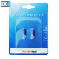 W5W 12V 5W W2,1x9,5d (ΚΑΡΦΩΤΟ ΑΚΑΛΥΚΟ) POWERTEC XENON BLUE 2ΤΕΜ. M-TECH