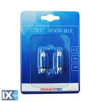 ΛΑΜΠΑΚΙΑ ΠΛΑΦΟΝΙΕΡΑΣ C5W 12V 5W SV8,5-8 11x36mm POWERTEC XENON BLUE 2ΤΕΜ.