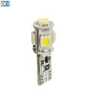 W5W 12V T10 W2,1x9,5d LED 5xSMD5050 ΛΕΥΚΟ (ΚΑΡΦΩΤΟ CAN-BUS) 1ΤΕΜ. M-TECH