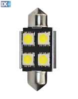 ΛΑΜΠΑΚΙΑ ΠΛΑΦΟΝΙΕΡΑΣ C5W 24V 0,24W SV8,5 36mm CAN-BUS 4xSMD5050 PREMIUM ΛΕΥΚΟ 1ΤΕΜ M-TECH