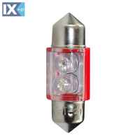 ΛΑΜΠΑΚΙΑ ΠΛΑΦΟΝΙΕΡΑΣ C5W/C10W 12V 0,26W SV8,5 31mm LED 2xFlux 3mm ΚΟΚΚΙΝΟ BLISTER 2ΤΕΜ. M-TECH