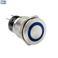 ΔΙΑΚΟΠΤΗΣ ΜΠΟΥΤΟΝ (BUTTON) 12/24V 5Amax 5PIN IP65 ON/OFF ME LED ΜΠΛΕ ΑΝΟΞΕΙΔΩΤΟ ΑΤΣΑΛΙ LAMPA - 1 TEM.