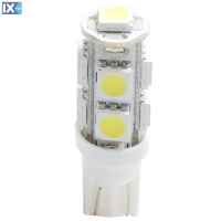 W5W 12V T10 W2,1x9,5d LED 9xSMD5050 ΛΕΥΚΟ (ΚΑΡΦΩΤΟ ΑΚΑΛΥΚΟ) 1ΤΕΜ. M-TECH