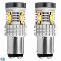 ΛΑΜΠΑΚΙΑ ΔΙΠΟΛΙΚΑ LED ΛΕΥΚΑ CAN-BUS P21/5w BAY15D 12/24V 24xSMD 3020 ΑMiO - 2 TEM.