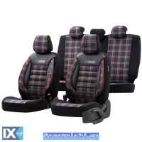 Καλύμματα Αυτοκινήτου Otom GTI Sports Design Universal Jacquard / Lacost / Δερματίνη Σετ Εμπρός / Πίσω Μαύρο - Κόκκινο GTI-801 11 Τεμάχια