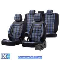 Καλύμματα Αυτοκινήτου Otom GTI Sports Design Universal Jacquard / Lacost / Δερματίνη Σετ Εμπρός / Πίσω Μαύρο - Μπλε GTI-803 11 Τεμάχια