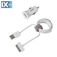 ΚΑΛΩΔΙΟ ΦΟΡΤΙΣΗΣ USB ΓΙΑ APPLE 100cm 30pin + ΑΝΤΑΠΤΟΡΑΣ ΑΝΑΠΤΗΡΑ USB 12/24V