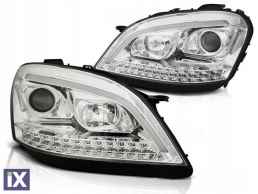 Φανάρια εμπρός led για Mercedes ML W164 (2005-2008) chrome με τρεχούμενο φλας - σετ 2τμχ.