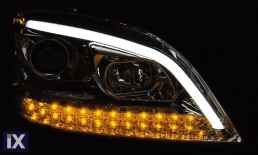 Φανάρια εμπρός led για Mercedes ML W164 (2005-2008) chrome με τρεχούμενο φλας - σετ 2τμχ.