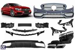 Προφυλακτήρας εμπρός για Mercedes C-class W205 (2014+) - AMG look - με diffuser και μπούκες