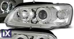 Φανάρια εμπρός angel eyes για Peugeot 106 , χρωμίου, με λάμπες (Η1) - σετ 2τμχ.