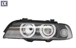 Φανάρια εμπρός angel eyes για BMW E39 (1995-2000) - μαύρα , χειρ.ρύθμιση , χωρίς λάμπες (Η7) - σετ 2τμχ.