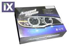 Δαχτυλίδια angel eyes για BMW F30 - U-Design - με 2 χρώματα και λειτουργία φλας (λευκό και κίτρινο)