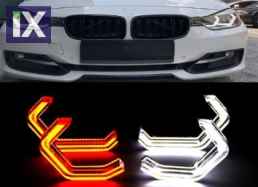 Δαχτυλίδια angel eyes για BMW F30 - U-Design - με 2 χρώματα και λειτουργία φλας (λευκό και κίτρινο)