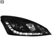 Φανάρια εμπρός led για Ford Focus (1998-2001) - μαύρα , με λάμπες (Η1) - σετ 2τμχ.