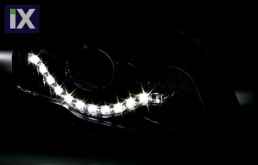 Φανάρια εμπρός led Dayline για Audi A3 (2003-2008) - chrome , με λάμπες (Η1) - σετ 2τμχ.