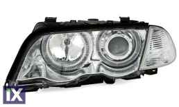 Φανάρια εμπρός angel eyes με CCFL για BMW E46 sedan (1998-2001) - chrome , με λάμπες (Η1) - σετ 2τμχ.