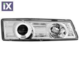 Φανάρια εμπρός angel eyes για Honda Prelude (1992-1996) - chrome , με λάμπες (Η1) - σετ 2τμχ.