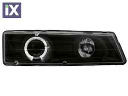 Φανάρια εμπρός angel eyes για Honda Prelude (1992-1996) - μαύρα , με λάμπες (Η1) - σετ 2τμχ.