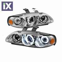 Φανάρια εμπρός angel eyes για Honda Civic sedan (1992-1995) - chrome , με λάμπες (Η1) - σετ 2τμχ.