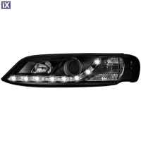 Φανάρια εμπρός led για Opel Vectra B (1996-1999) , μαύρα , με λάμπες (Η1) - σετ 2τμχ.