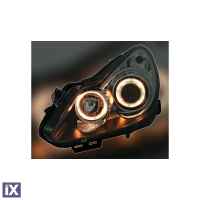 Φανάρια εμπρός angel eyes για Opel Corsa D (2006-2010) - μαύρα , χωρίς λάμπες (Η7) - σετ 2τμχ.