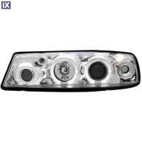 Φανάρια εμπρός angel eyes για Opel Calibra - chrome , με λάμπες (Η1) - σετ 2τμχ.