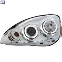 Φανάρια εμπρός angel eyes για Opel Corsa C (2001-2006) - χρωμίου , με λάμπες (Η1) - σετ 2τμχ.