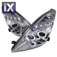 Φανάρια εμπρός angel eyes για Toyota Celica T230 (1999-2005) - chrome , με λάμπες (Η1) - σετ 2τμχ.