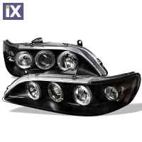 Φανάρια εμπρός angel eyes για Honda Accord (1998-2002) USA , μαύρα , με λάμπες (Η1) - σετ 2τμχ.