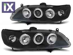 Φανάρια εμπρός angel eyes για Honda Accord (1998-2002) USA , μαύρα , με λάμπες (Η1) - σετ 2τμχ.