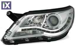 Φανάρια εμπρός led/angel eyes για Vw Tiguan (2007-2011) , με λάμπες (Η1) - σετ 2τμχ.