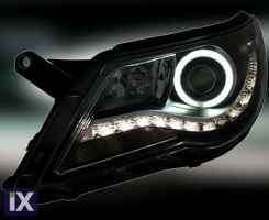 Φανάρια εμπρός led/angel eyes για Vw Tiguan (2007-2011) , με λάμπες (Η1) - σετ 2τμχ.