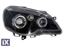 Φανάρια εμπρός angel eyes για Vw Polo 9N2 (2005-2009) - μαύρα , με λάμπες (Η1) - σετ 2τμχ.