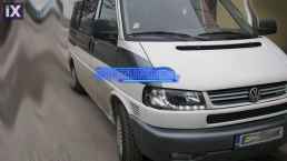 Φανάρια εμπρός led για Vw Transporter T4 (1997-2003) , μαύρα , με λάμπες (Η1) - σετ 2τμχ.