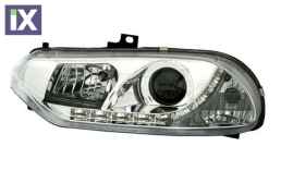 Φανάρια εμπρός led για Alfa Romeo 156 (1997-2003) - chrome , με λάμπες (Η1) - σετ 2τμχ.