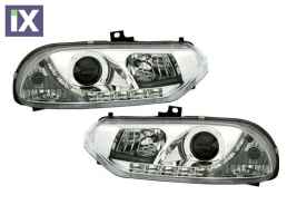 Φανάρια εμπρός led για Alfa Romeo 156 (1997-2003) - chrome , με λάμπες (Η1) - σετ 2τμχ.