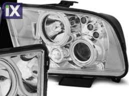 Φανάρια εμπρός led angel eyes για Ford Mustang (2004-2009) , με λάμπες (Η1) - σετ 2τμχ.