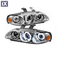 Φανάρια εμπρός angel eyes για Honda Civic 2/3 πορτο (1992-1995) - chrome , με λάμπες (Η1) - σετ 2τμχ.