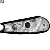 Φανάρια εμπρός led για Ford Mondeo (1996-2000) - χρωμίου , με λάμπες (Η1) - σετ 2τμχ.