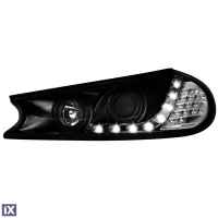 Φανάρια εμπρός led για Ford Mondeo (1996-2000) - μαύρα , με λάμπες (Η1) - σετ 2τμχ.