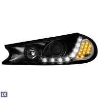 Φανάρια εμπρός led για Ford Mondeo (1996-2000) - μαύρα , με λάμπες (Η1) - σετ 2τμχ.