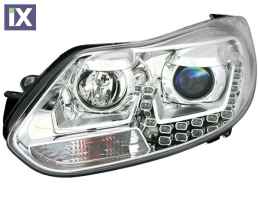 Φανάρια εμπρός led για Ford Focus (2011+) - chrome , χωρίς λάμπες (Η7) - σετ 2τμχ.