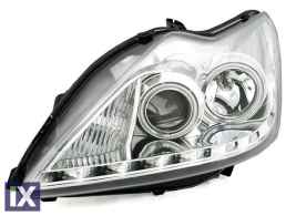 Φανάρια εμπρός led angel eyes για Ford Focus (2008-2011) - chrome , με λάμπες (Η1) - σετ 2τμχ.