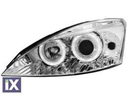 Φανάρια εμπρός angel eyes για Ford Focus (1998-2001) - chrome , χωρίς λάμπες (Η7) - σετ 2τμχ.