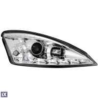 Φανάρια εμπρός Devil eyes led για Ford Focus (1998-2001) - chrome , με λάμπες (Η1) - σετ 2τμχ.