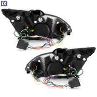 Φανάρια εμπρός Devil eyes led για Ford Focus (2005-2008) - χρωμίου , με λάμπες (Η1) - σετ 2τμχ.